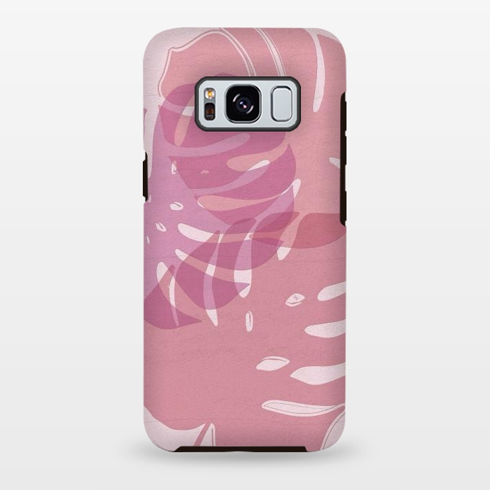 Galaxy S8 plus StrongFit Pink exotic leaves by Martina