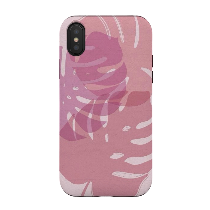 iPhone Xs / X StrongFit Pink exotic leaves by Martina