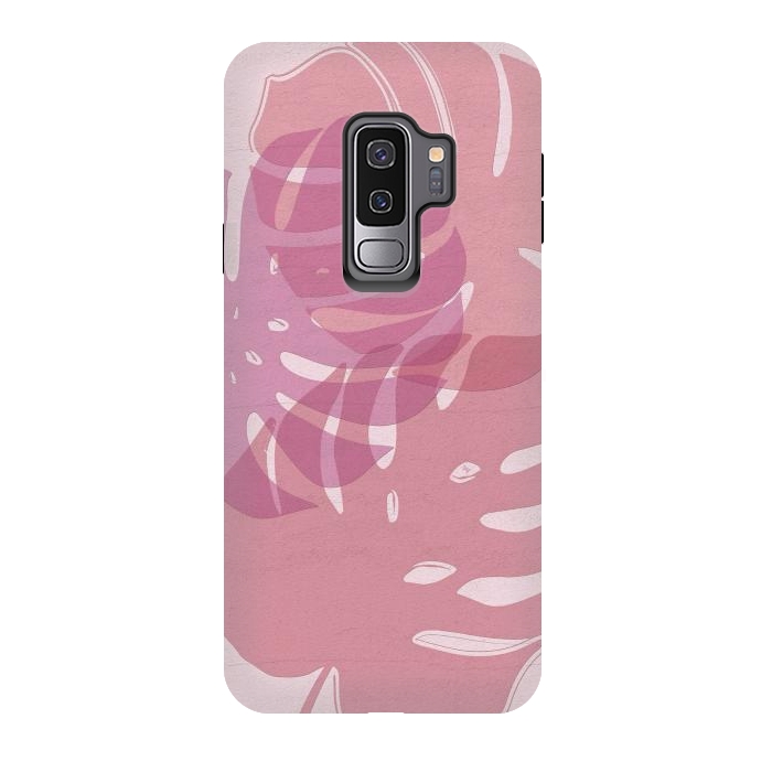 Galaxy S9 plus StrongFit Pink exotic leaves by Martina