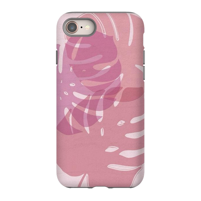 iPhone 8 StrongFit Pink exotic leaves by Martina