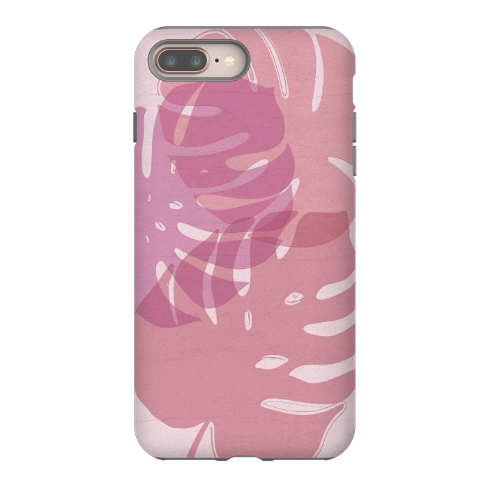 iPhone 8 plus StrongFit Pink exotic leaves by Martina