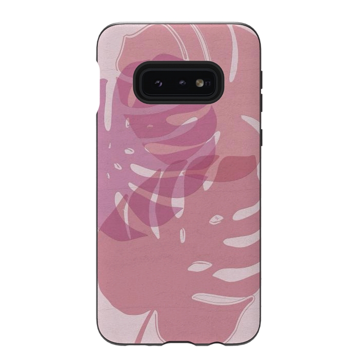 Galaxy S10e StrongFit Pink exotic leaves by Martina
