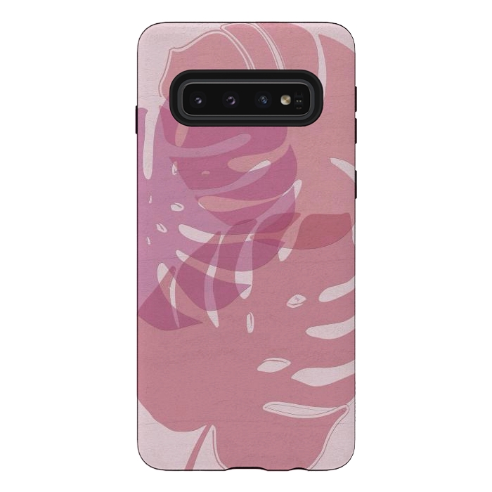Galaxy S10 StrongFit Pink exotic leaves by Martina