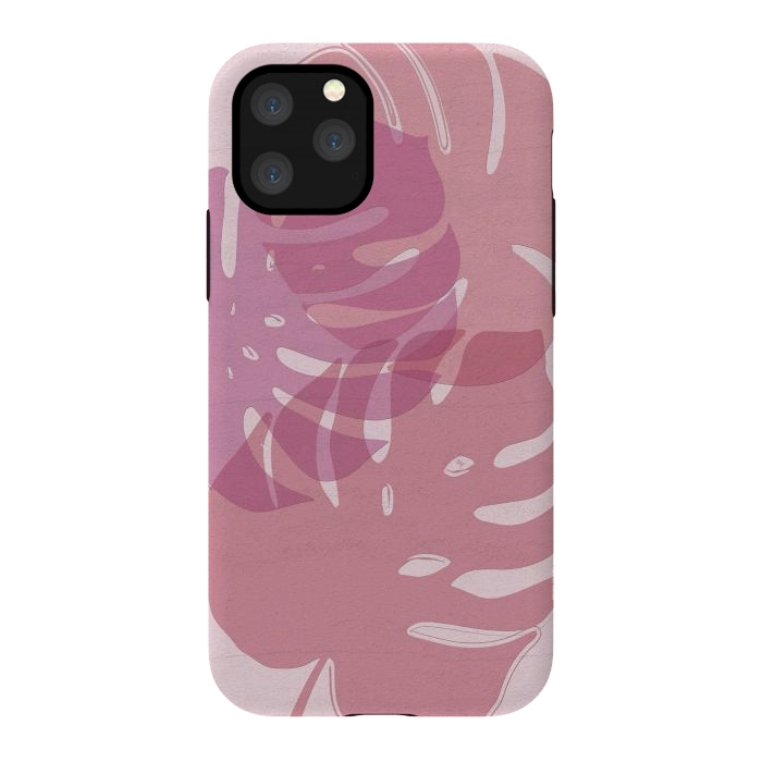 iPhone 11 Pro StrongFit Pink exotic leaves by Martina