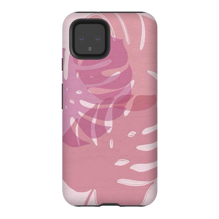 Pixel 4 StrongFit Pink exotic leaves by Martina