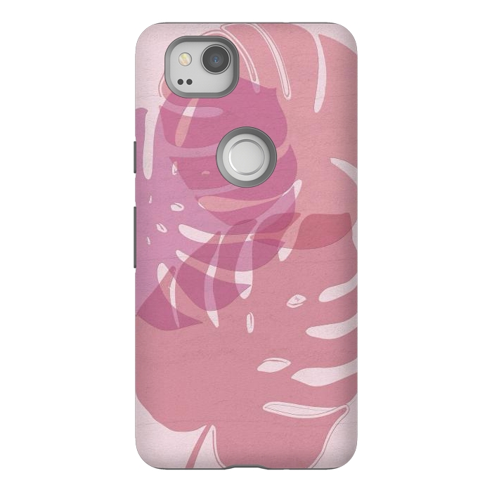 Pixel 2 StrongFit Pink exotic leaves by Martina
