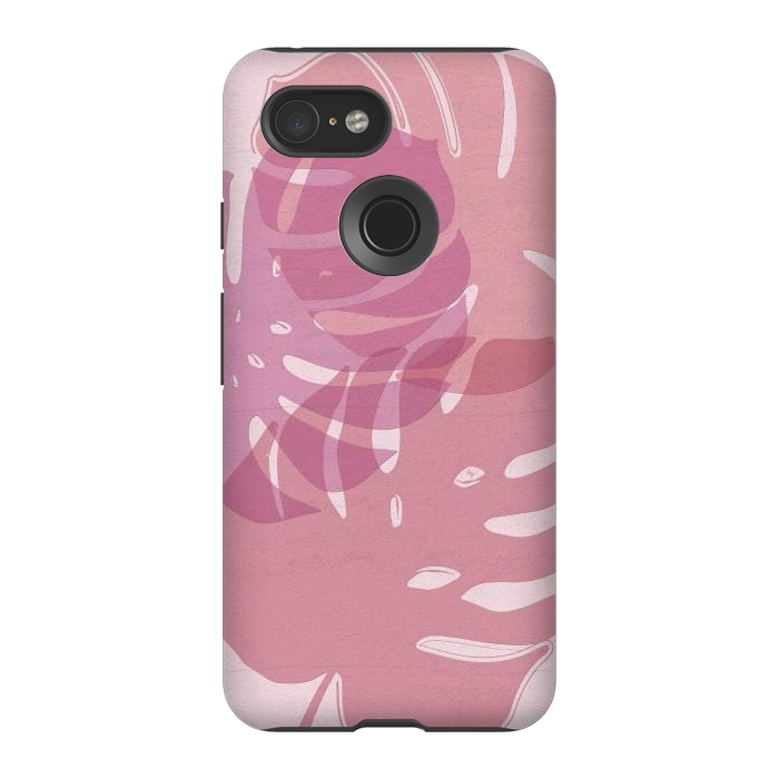 Pixel 3 StrongFit Pink exotic leaves by Martina