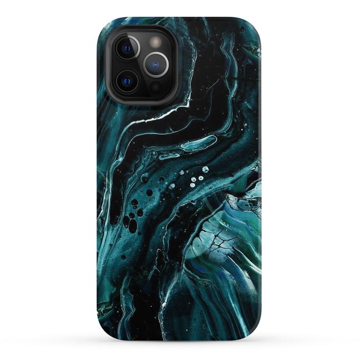 iPhone 12 Pro Max StrongFit Dark emerald green geode marble by Oana 