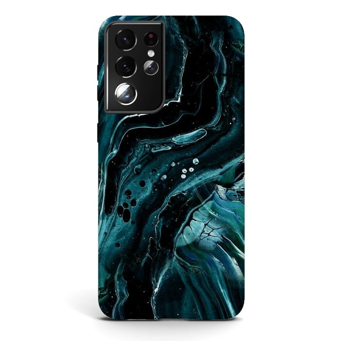 Galaxy S21 ultra StrongFit Dark emerald green geode marble by Oana 