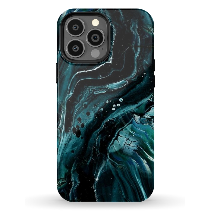 iPhone 13 Pro Max StrongFit Dark emerald green geode marble by Oana 