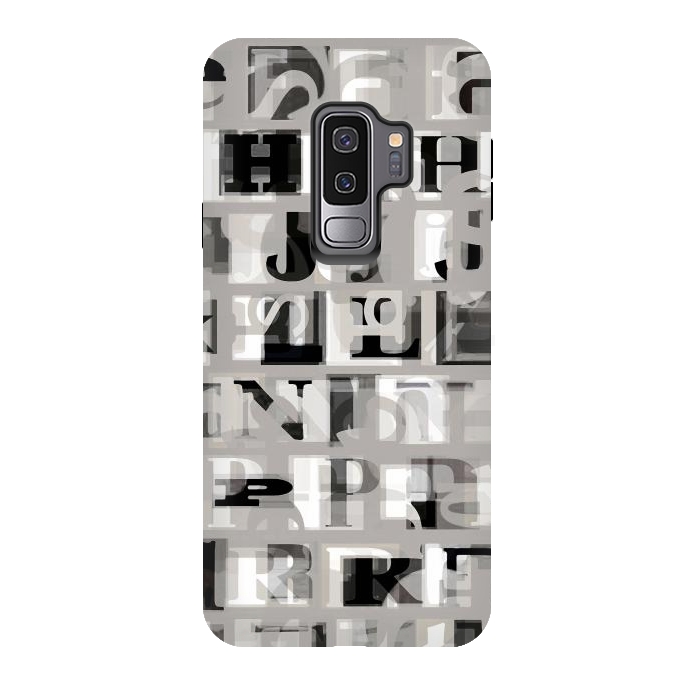 Galaxy S9 plus StrongFit Typography letters collage - grey letters by Oana 