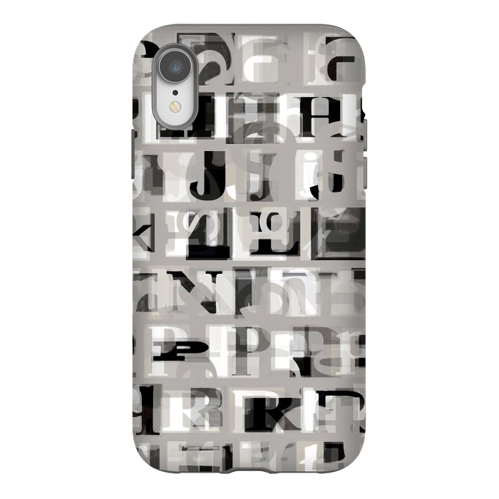 iPhone Xr StrongFit Typography letters collage - grey letters by Oana 