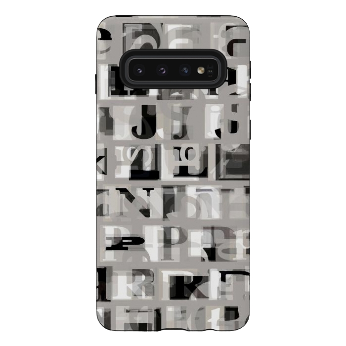 Galaxy S10 StrongFit Typography letters collage - grey letters by Oana 