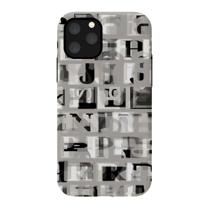iPhone 11 Pro StrongFit Typography letters collage - grey letters by Oana 