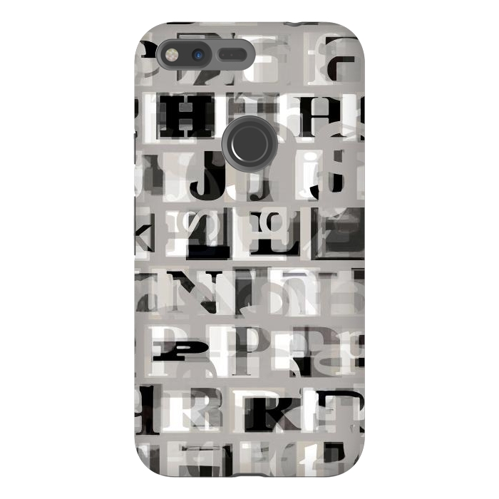 Pixel XL StrongFit Typography letters collage - grey letters by Oana 