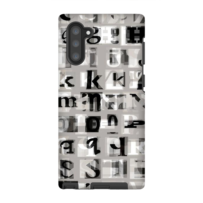 Galaxy Note 10 StrongFit Typography letters collage - grey letters by Oana 