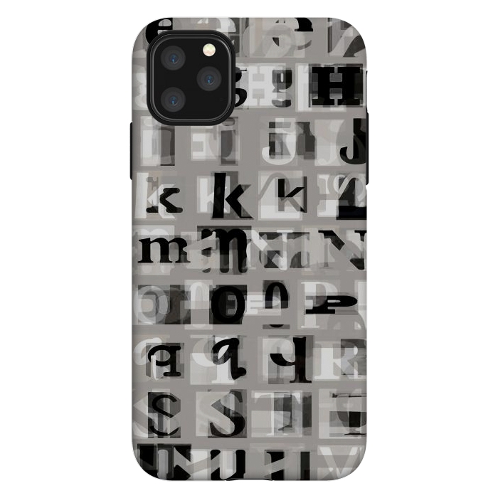iPhone 11 Pro Max StrongFit Typography letters collage - grey letters by Oana 