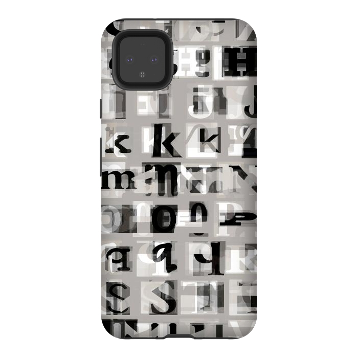 Pixel 4XL StrongFit Typography letters collage - grey letters by Oana 