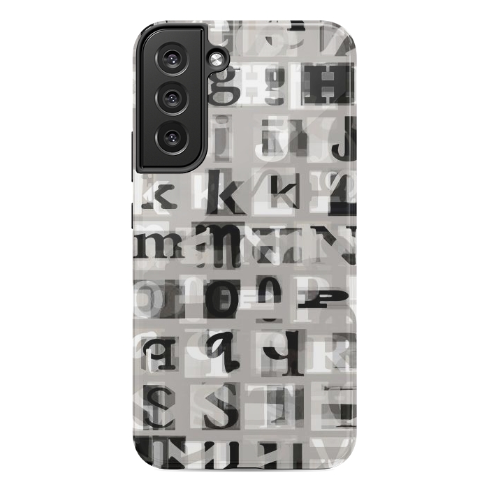 Galaxy S22 plus StrongFit Typography letters collage - grey letters by Oana 