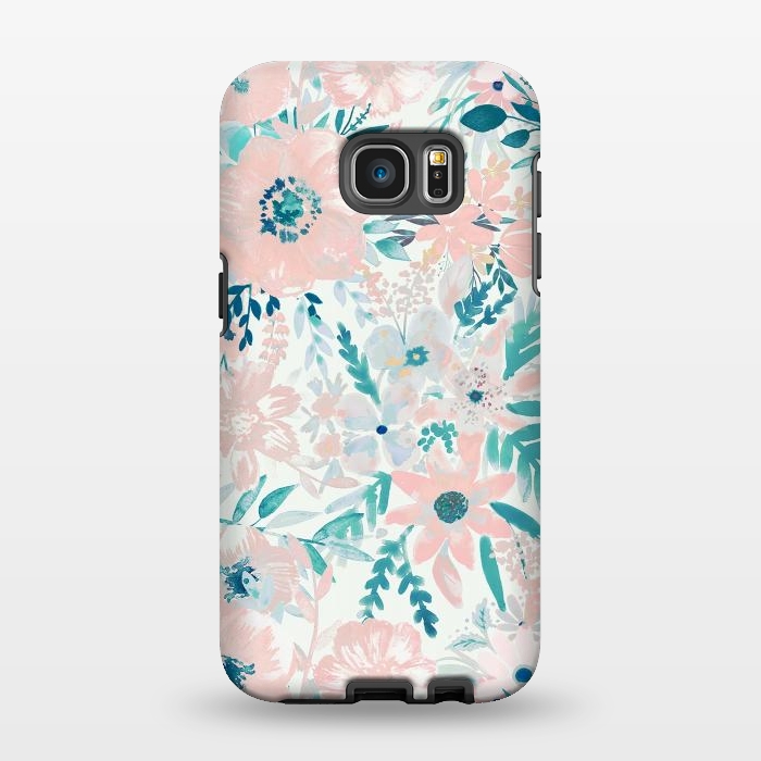 Galaxy S7 EDGE StrongFit Watercolor wildflowers - petals and foliage pattern by Oana 