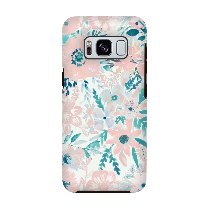 Galaxy S8 StrongFit Watercolor wildflowers - petals and foliage pattern by Oana 