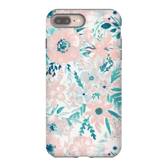 iPhone 8 plus StrongFit Watercolor wildflowers - petals and foliage pattern by Oana 