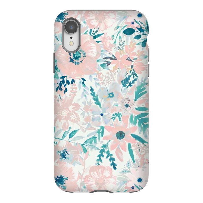 iPhone Xr StrongFit Watercolor wildflowers - petals and foliage pattern by Oana 