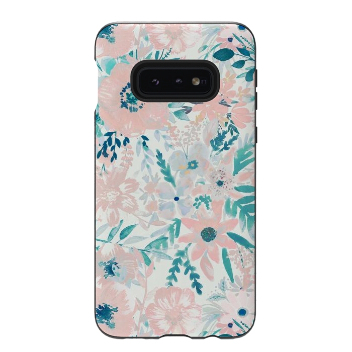 Galaxy S10e StrongFit Watercolor wildflowers - petals and foliage pattern by Oana 