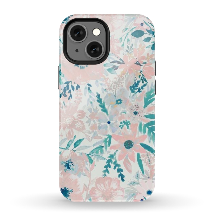 iPhone 12 mini StrongFit Watercolor wildflowers - petals and foliage pattern by Oana 
