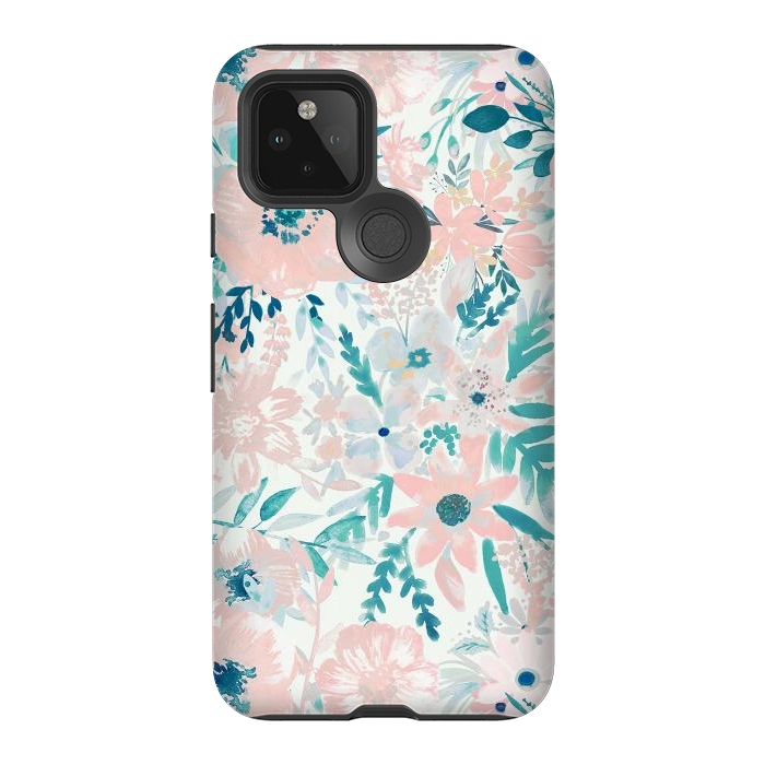 Pixel 5 StrongFit Watercolor wildflowers - petals and foliage pattern by Oana 