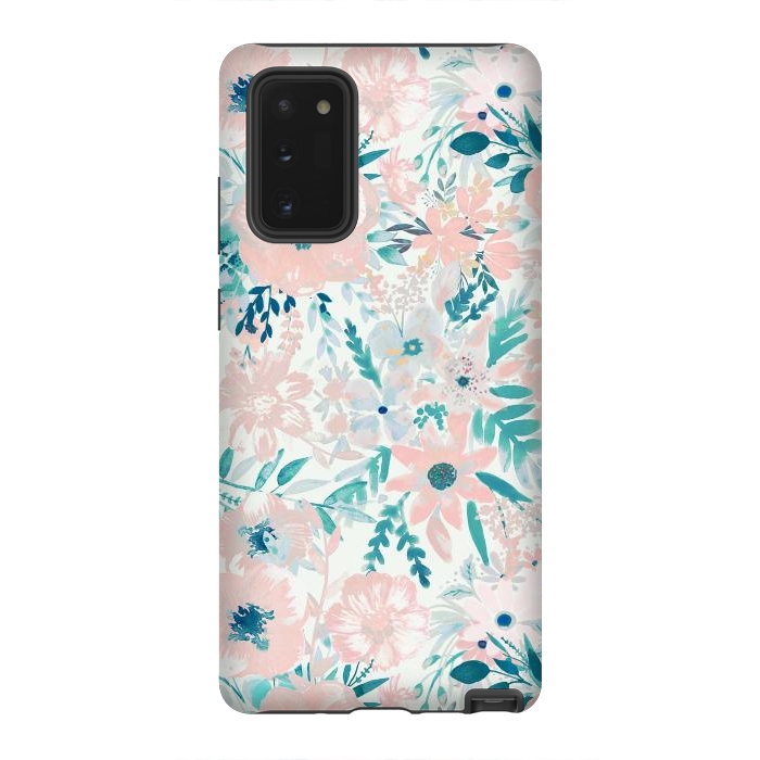 Galaxy Note 20 StrongFit Watercolor wildflowers - petals and foliage pattern by Oana 