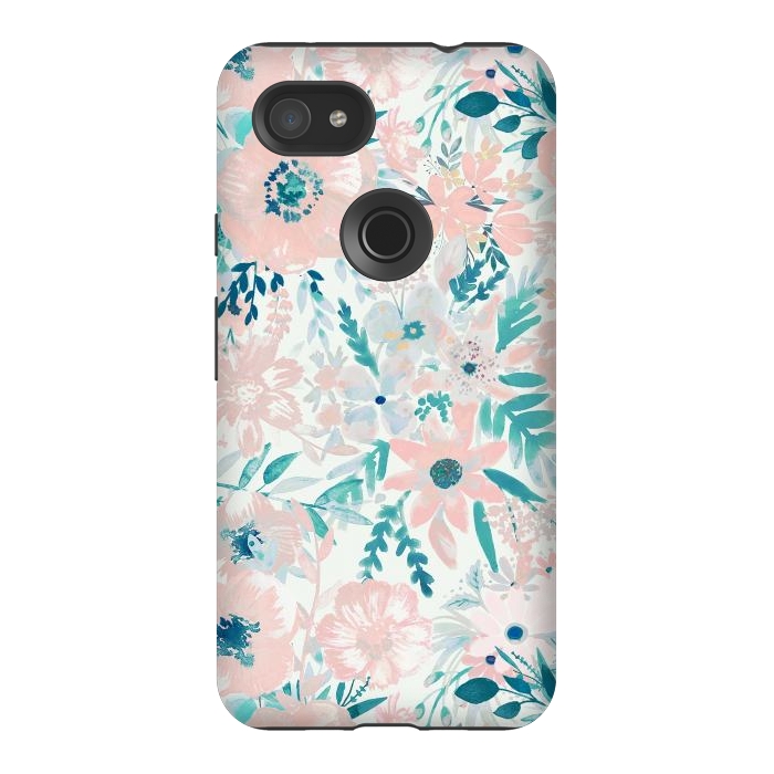 Pixel 3AXL StrongFit Watercolor wildflowers - petals and foliage pattern by Oana 
