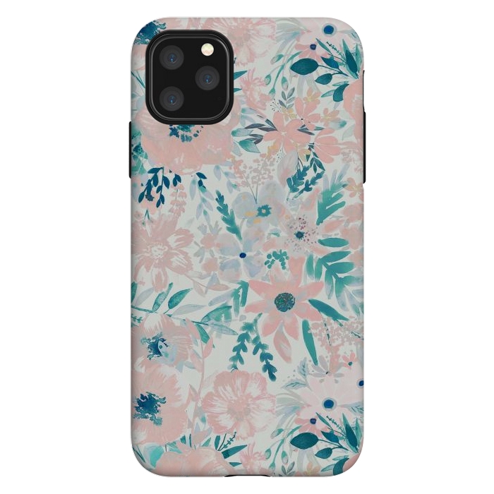 iPhone 11 Pro Max StrongFit Watercolor wildflowers - petals and foliage pattern by Oana 