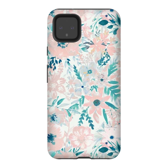 Pixel 4XL StrongFit Watercolor wildflowers - petals and foliage pattern by Oana 