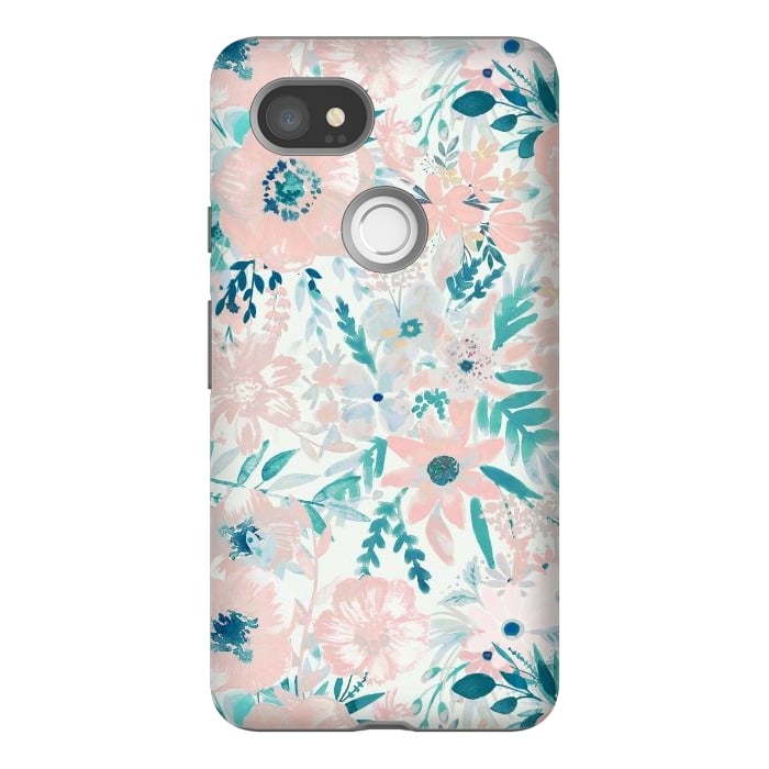 Pixel 2XL StrongFit Watercolor wildflowers - petals and foliage pattern by Oana 