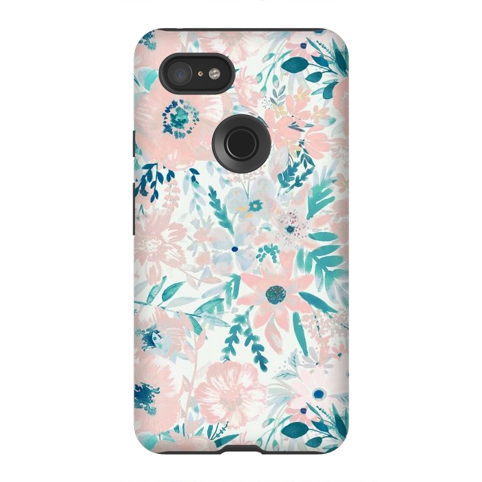 Pixel 3XL StrongFit Watercolor wildflowers - petals and foliage pattern by Oana 