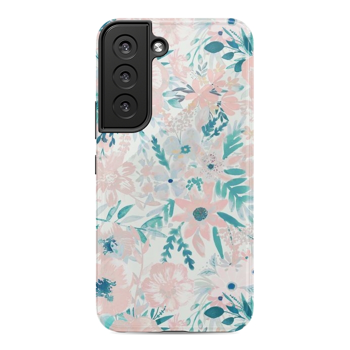 Galaxy S22 StrongFit Watercolor wildflowers - petals and foliage pattern by Oana 