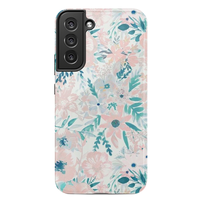 Galaxy S22 plus StrongFit Watercolor wildflowers - petals and foliage pattern by Oana 