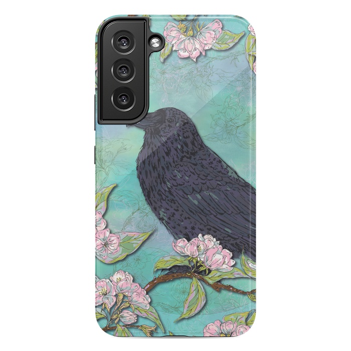 Galaxy S22 plus StrongFit Raven & Apple Blossom by Lotti Brown
