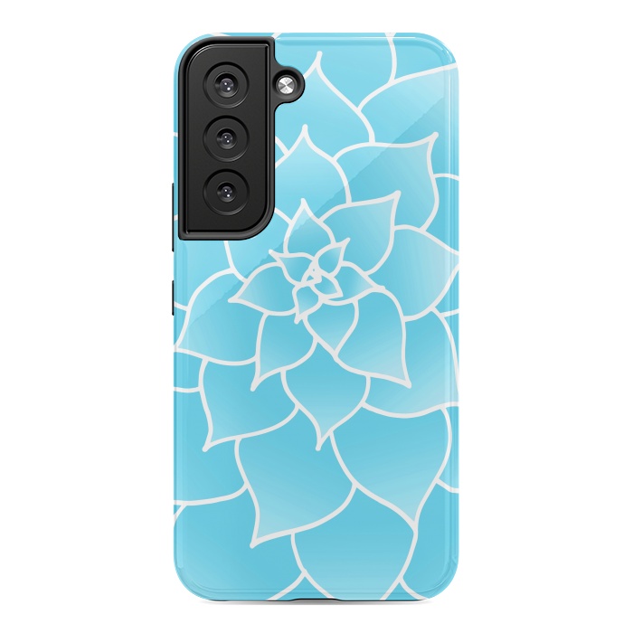 Galaxy S22 StrongFit Abstract Blue Succulent Flower by Julie Erin Designs