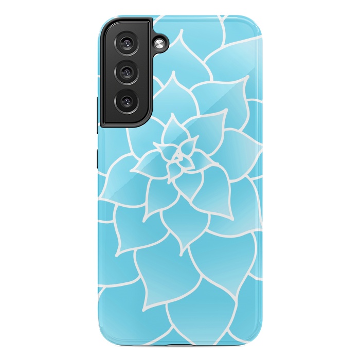 Galaxy S22 plus StrongFit Abstract Blue Succulent Flower by Julie Erin Designs