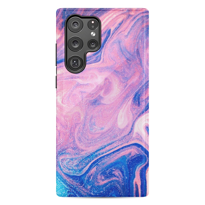 Galaxy S22 Ultra StrongFit Pink and Blue Marbling art by ArtsCase
