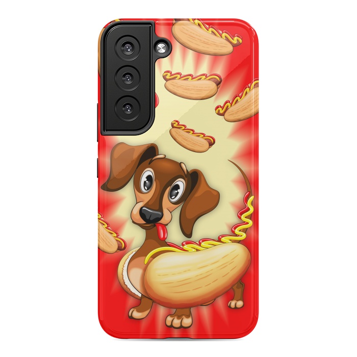 Galaxy S22 StrongFit Dachshund Hot Dog Cute and Funny Character by BluedarkArt