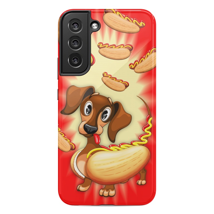 Galaxy S22 plus StrongFit Dachshund Hot Dog Cute and Funny Character by BluedarkArt