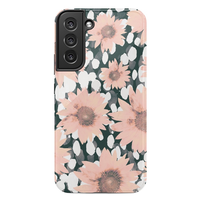 Galaxy S22 plus StrongFit Pink flower petals and paint dots by Oana 