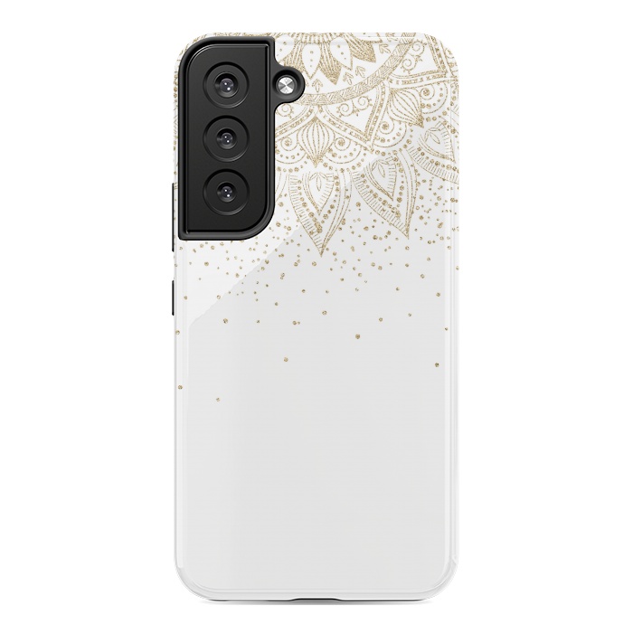 Galaxy S22 StrongFit Elegant Gold Mandala Confetti Design by InovArts