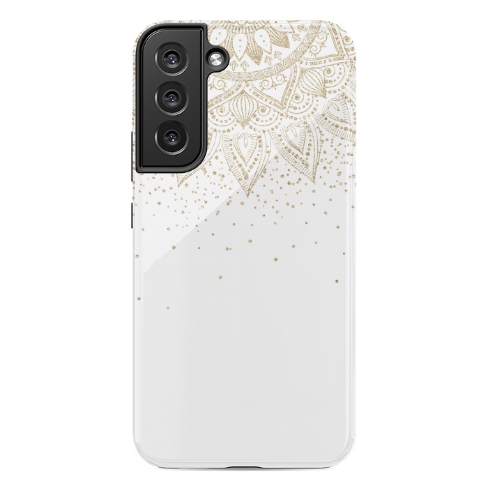 Galaxy S22 plus StrongFit Elegant Gold Mandala Confetti Design by InovArts