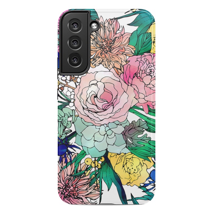 Galaxy S22 plus StrongFit Stylish Colorful Watercolor Floral Pattern by InovArts