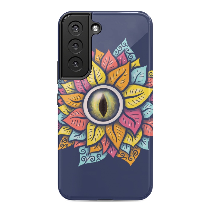 Galaxy S22 StrongFit Colorful Reptile Eye Flower Fun Weird Digital Art by Boriana Giormova