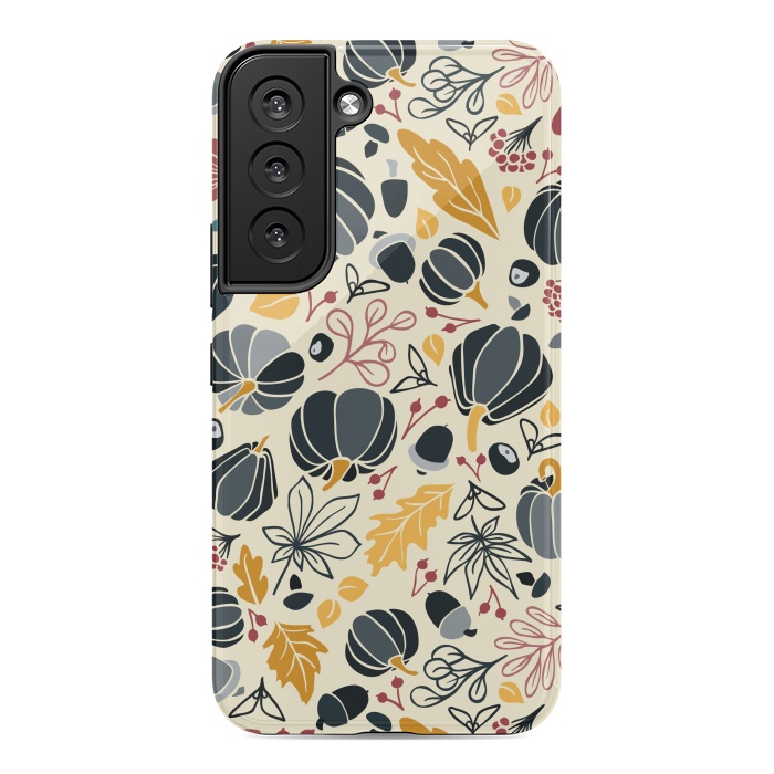 Galaxy S22 StrongFit Fall Fruits in Navy and Yellow by Paula Ohreen